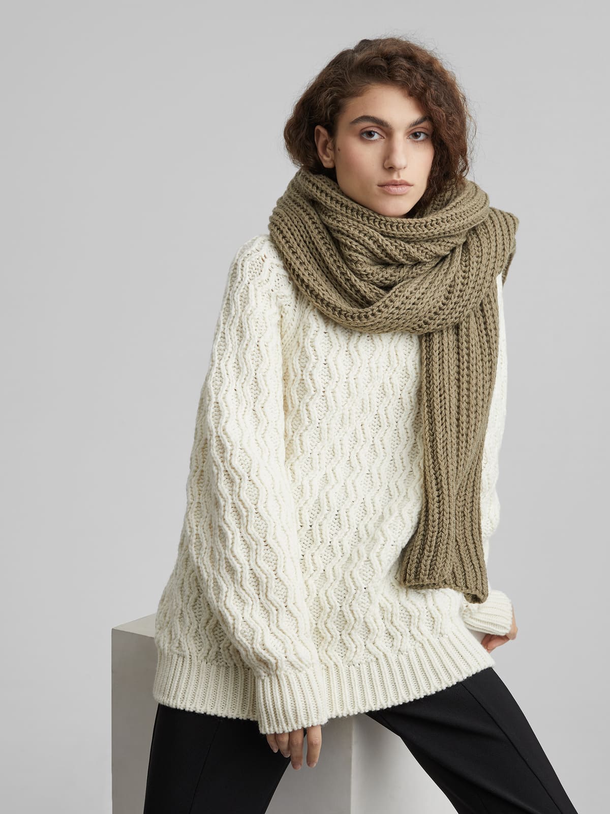 Шарф, светлый хаки