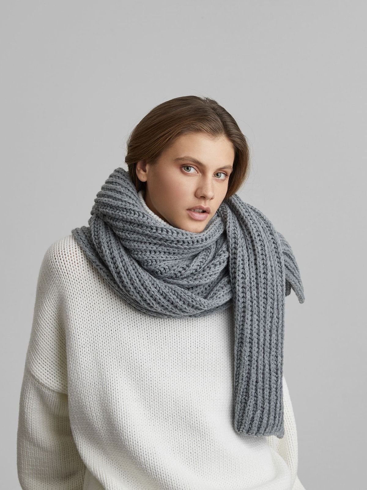 Шарф, серый