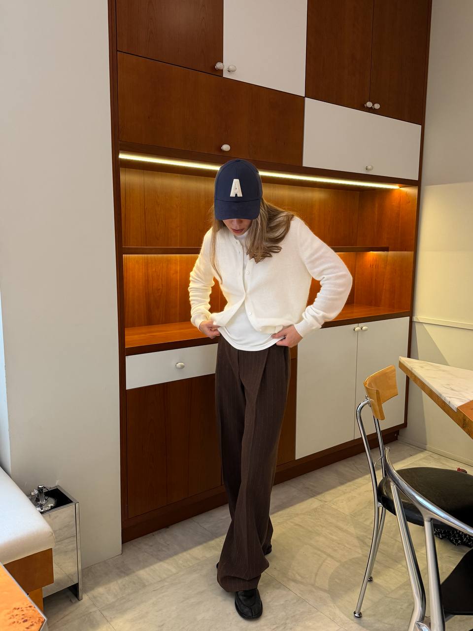 Кардиган на пуговицах с ангорой, белый