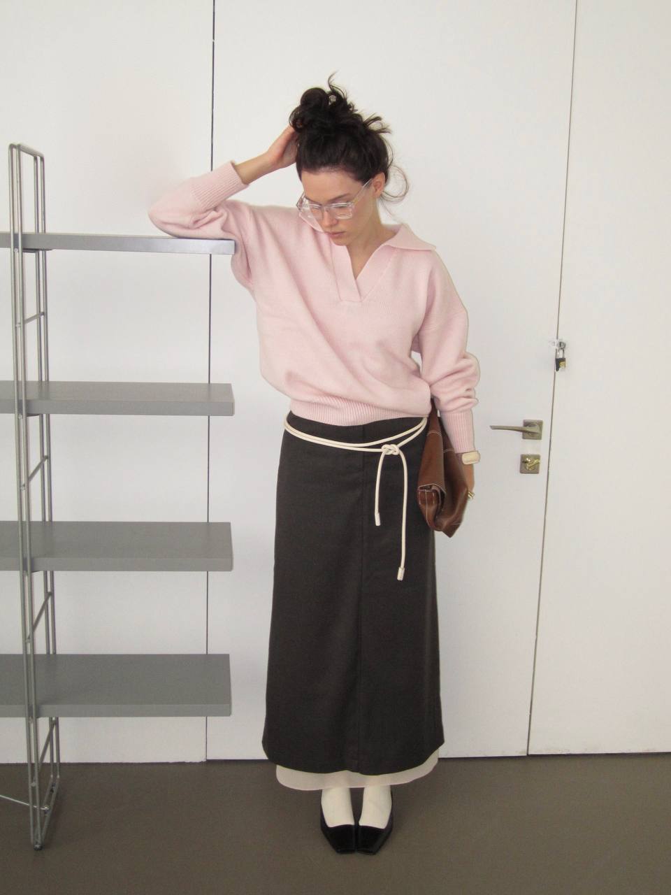 Джемпер-поло свободного кроя, розовый