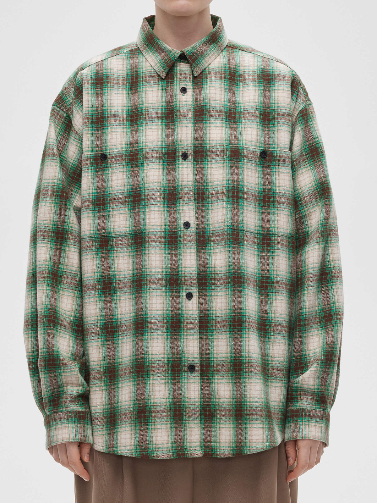Рубашка фланелевая в клетку 0094, зеленый