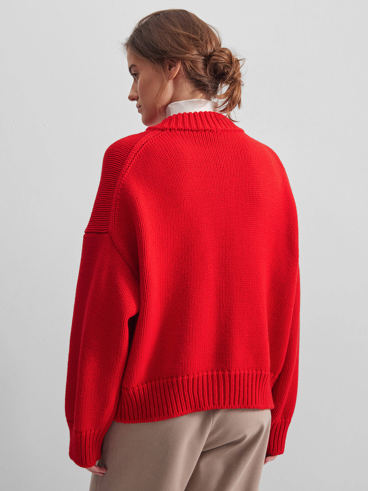 Вязаный бомбер, красный