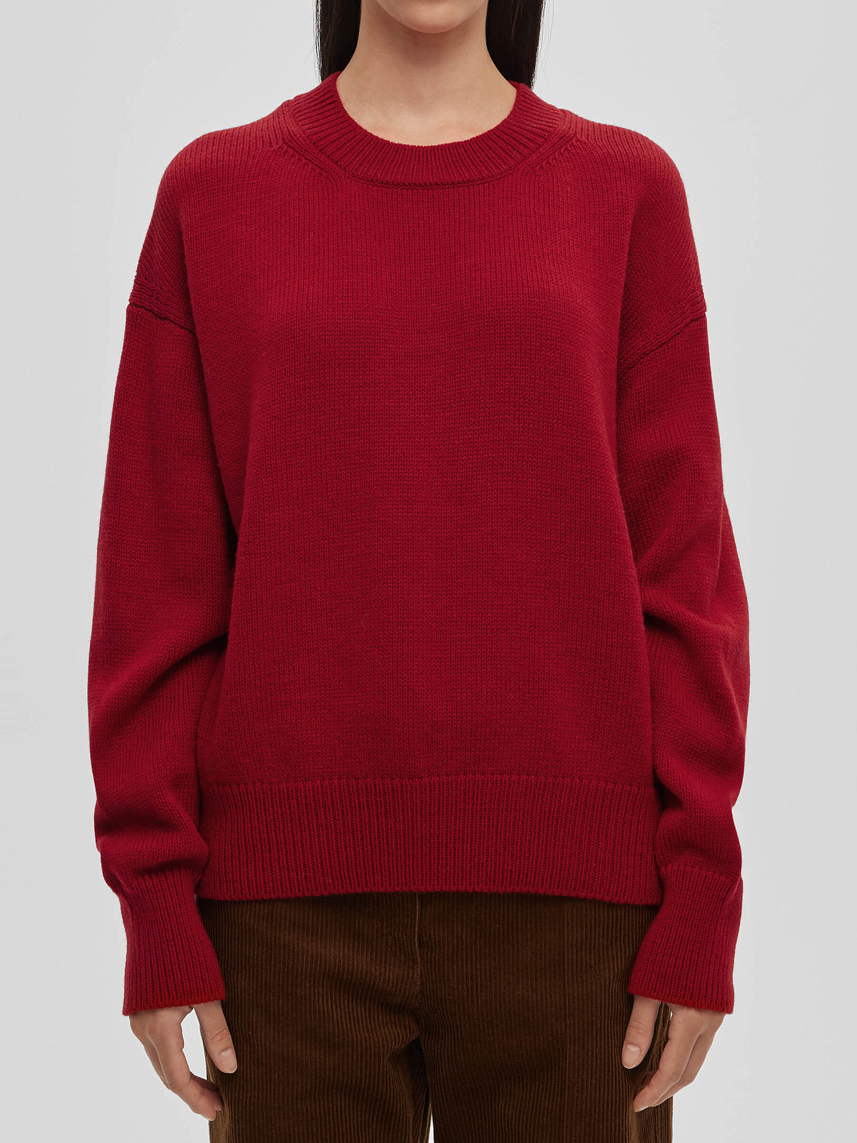 Джемпер свободного кроя, бордовый
