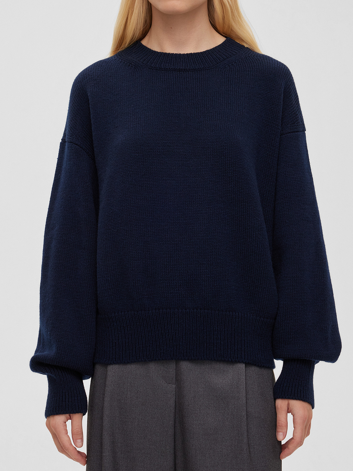 Джемпер свободного кроя, темно-синий