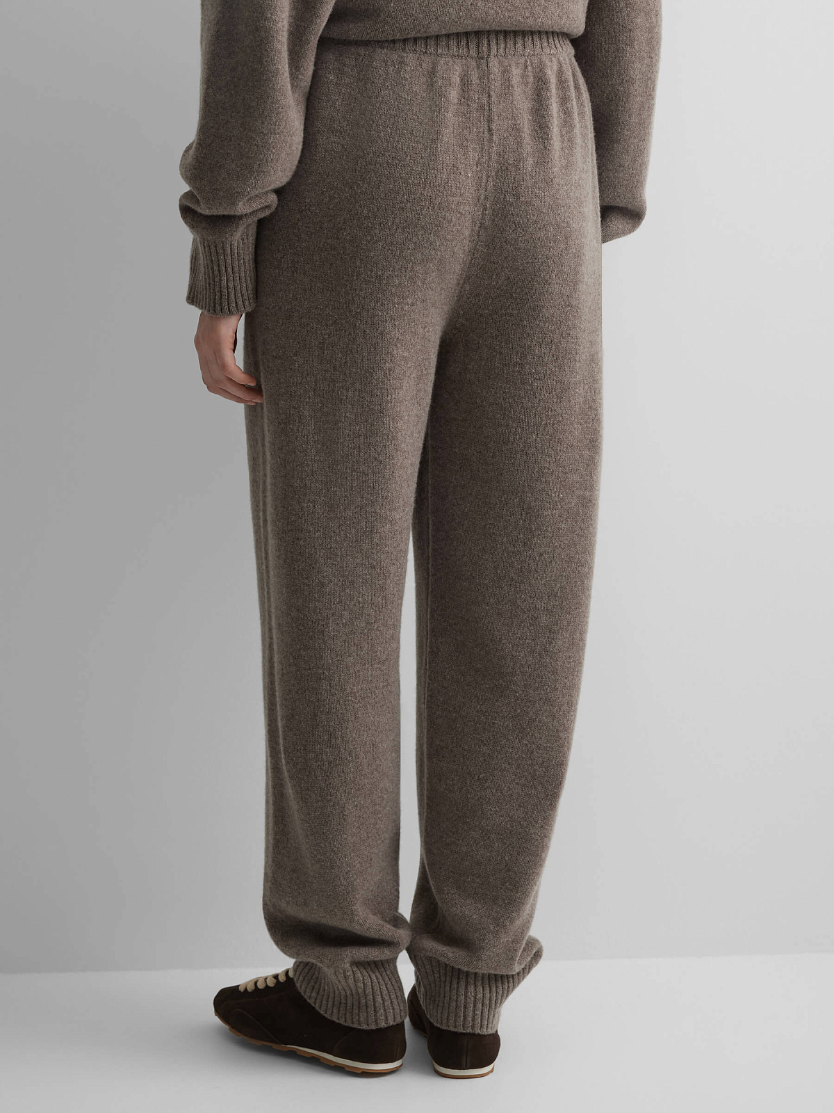 Брюки вязаные джоггеры из 100% мериноса, коричневый меланж