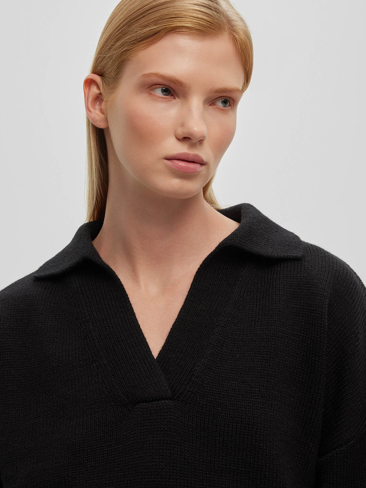 Джемпер-поло свободного кроя, черный