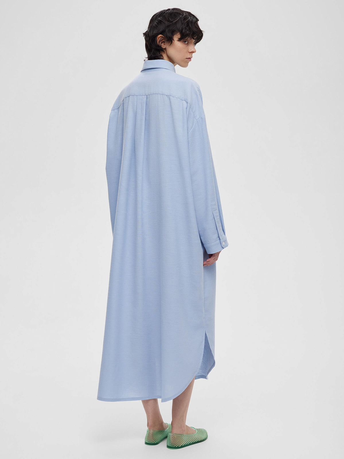 Платье-рубашка свободного кроя 0194, голубой