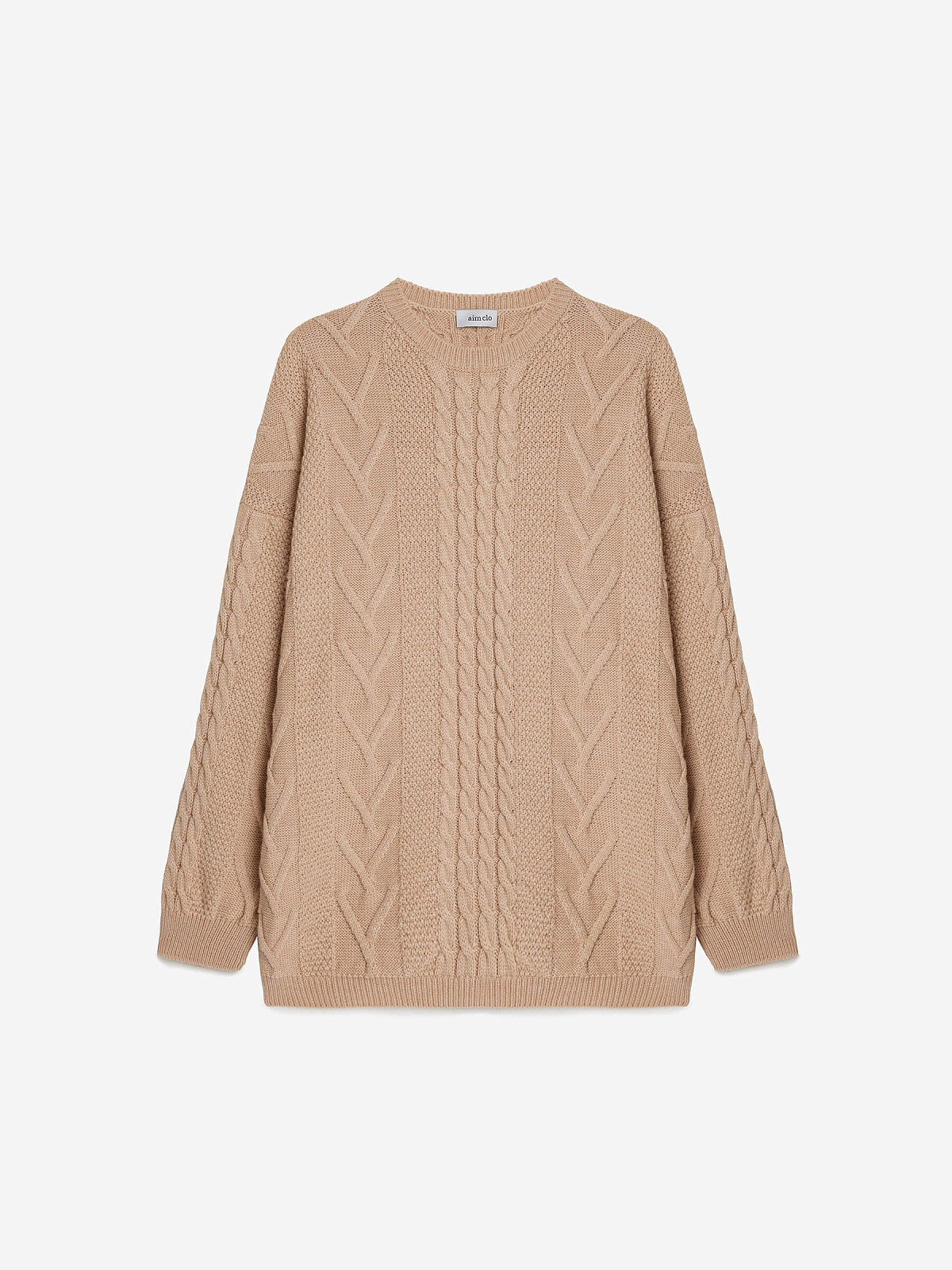 Джемпер удлиненный с косами, бежевый