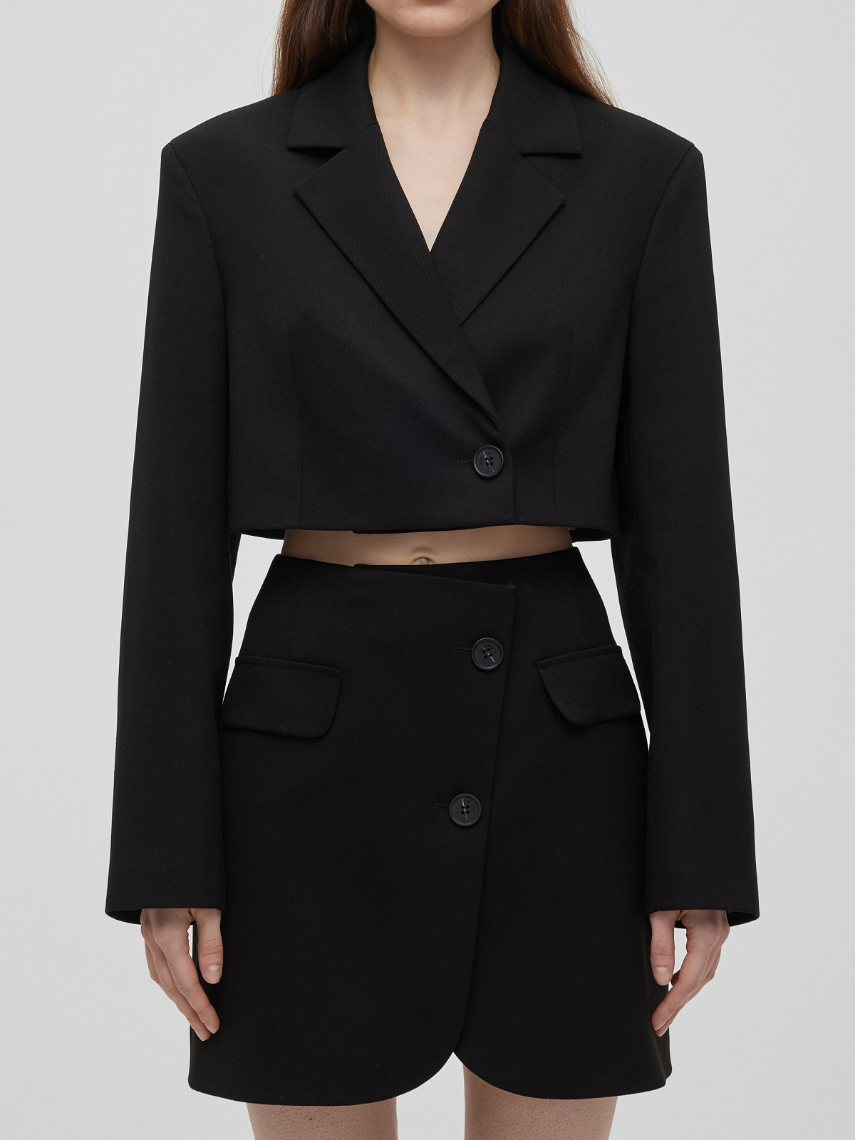 Кроп-жакет укороченный, черный