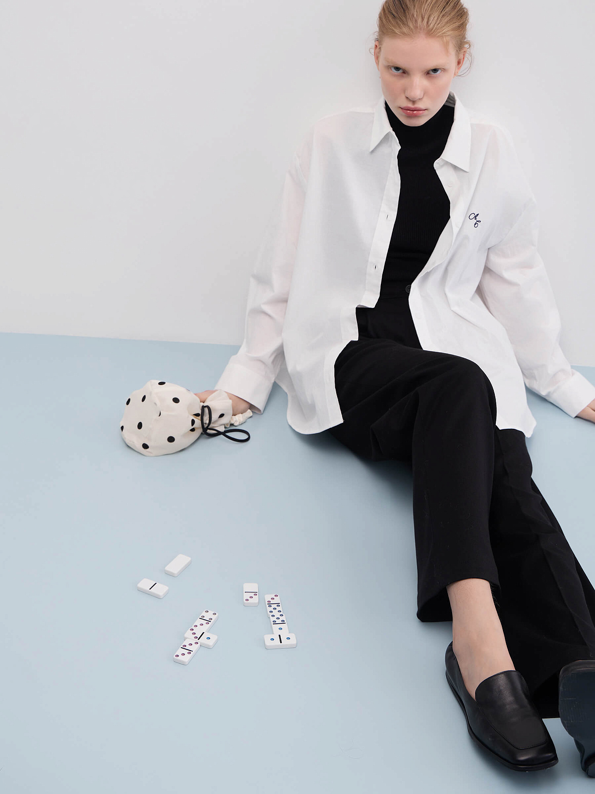 Рубашка свободного кроя из хлопка 0128, молочный