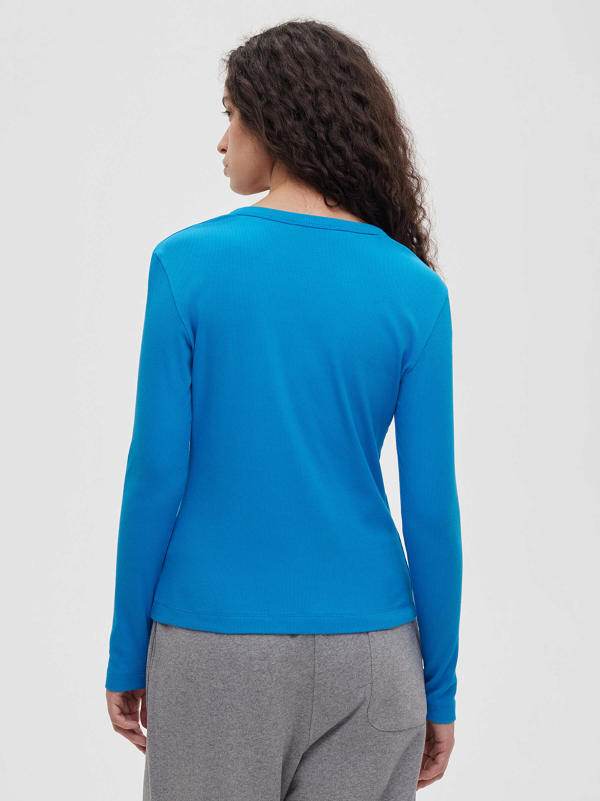 Лонгслив из трикотажа на пуговицах 0155, синий