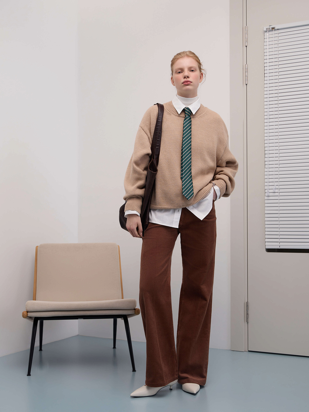 Галстук в полоску 021, зеленый