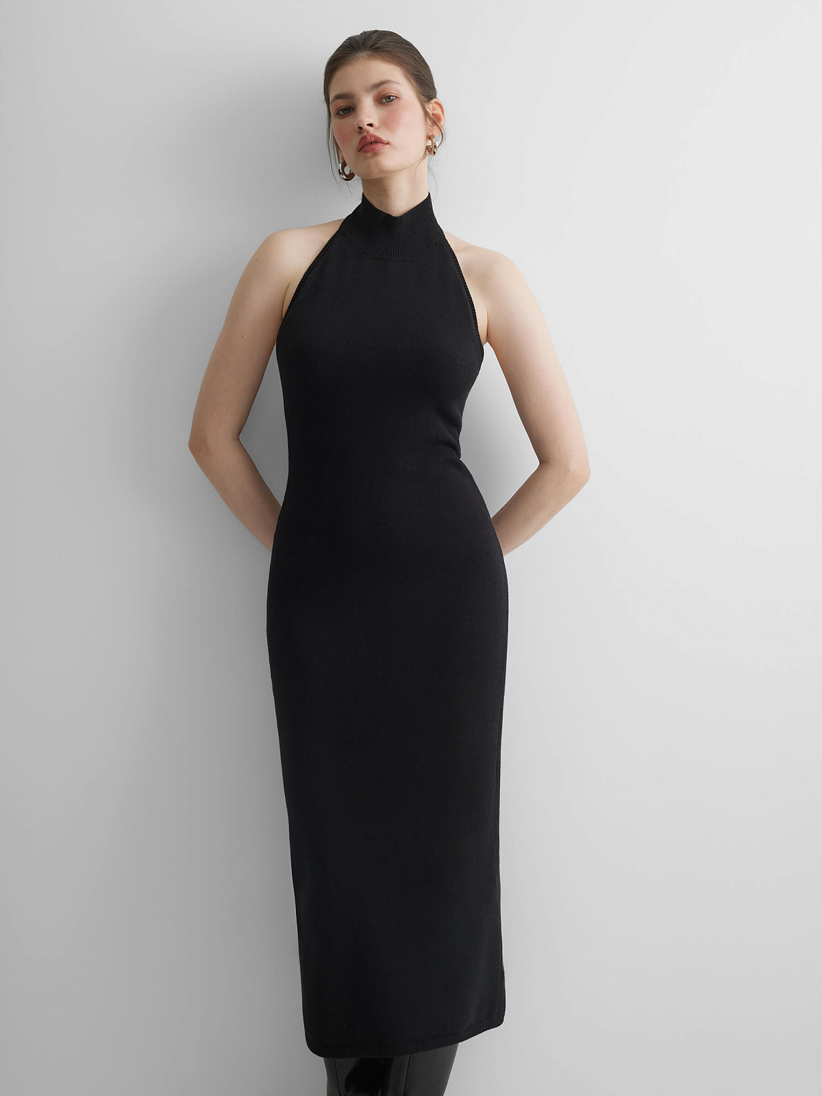 Платье макси из вискозы, черный