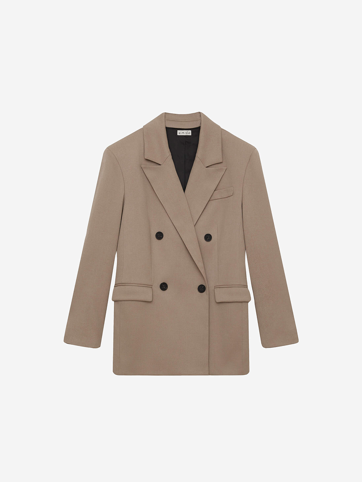 Жакет свободного кроя двубортный, серо-бежевый