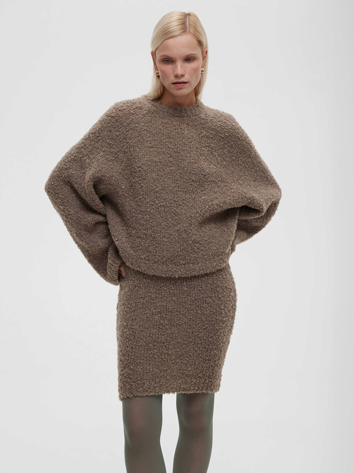 Джемпер букле из альпаки и шерсти, бежевый