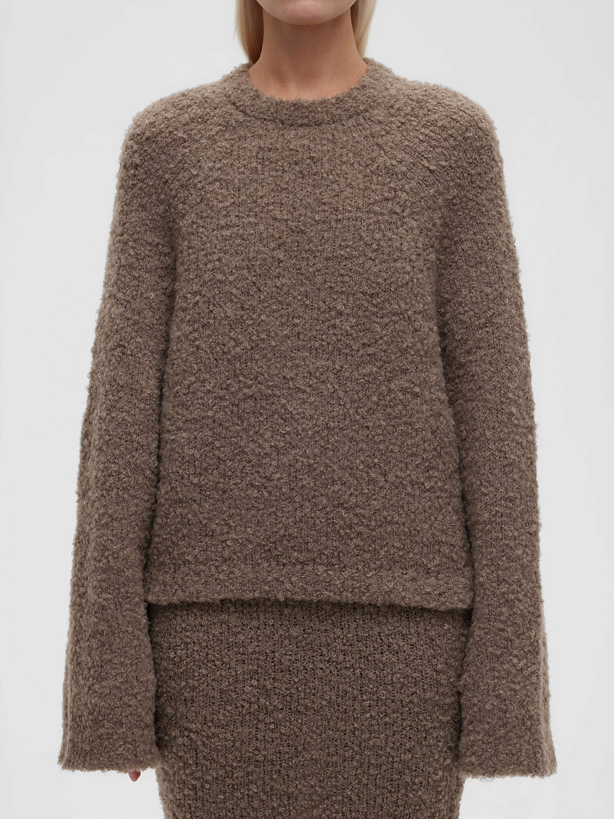 Джемпер букле из альпаки и шерсти, бежевый