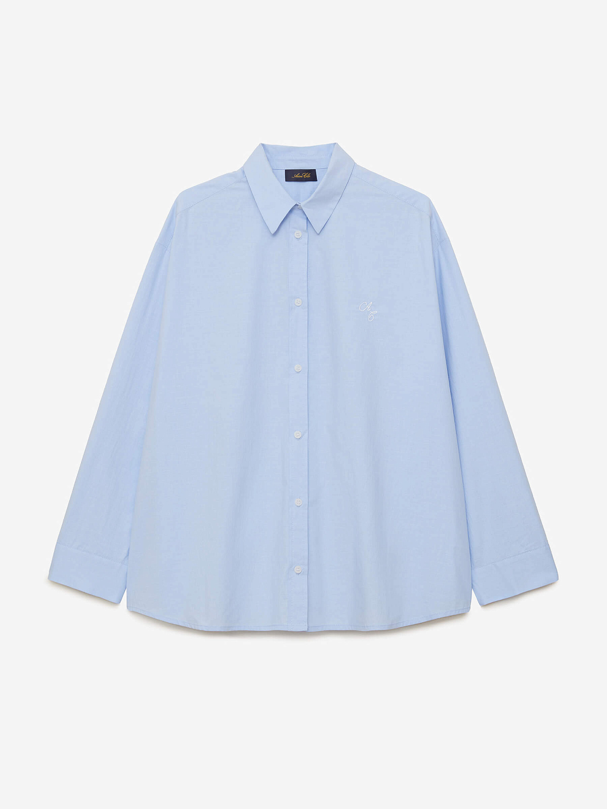Рубашка свободного кроя из хлопка 0128, голубой