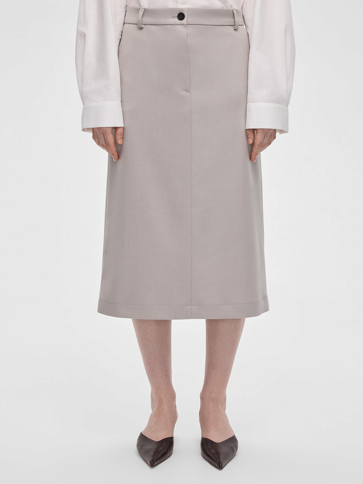Юбка миди прямая, светло-серый