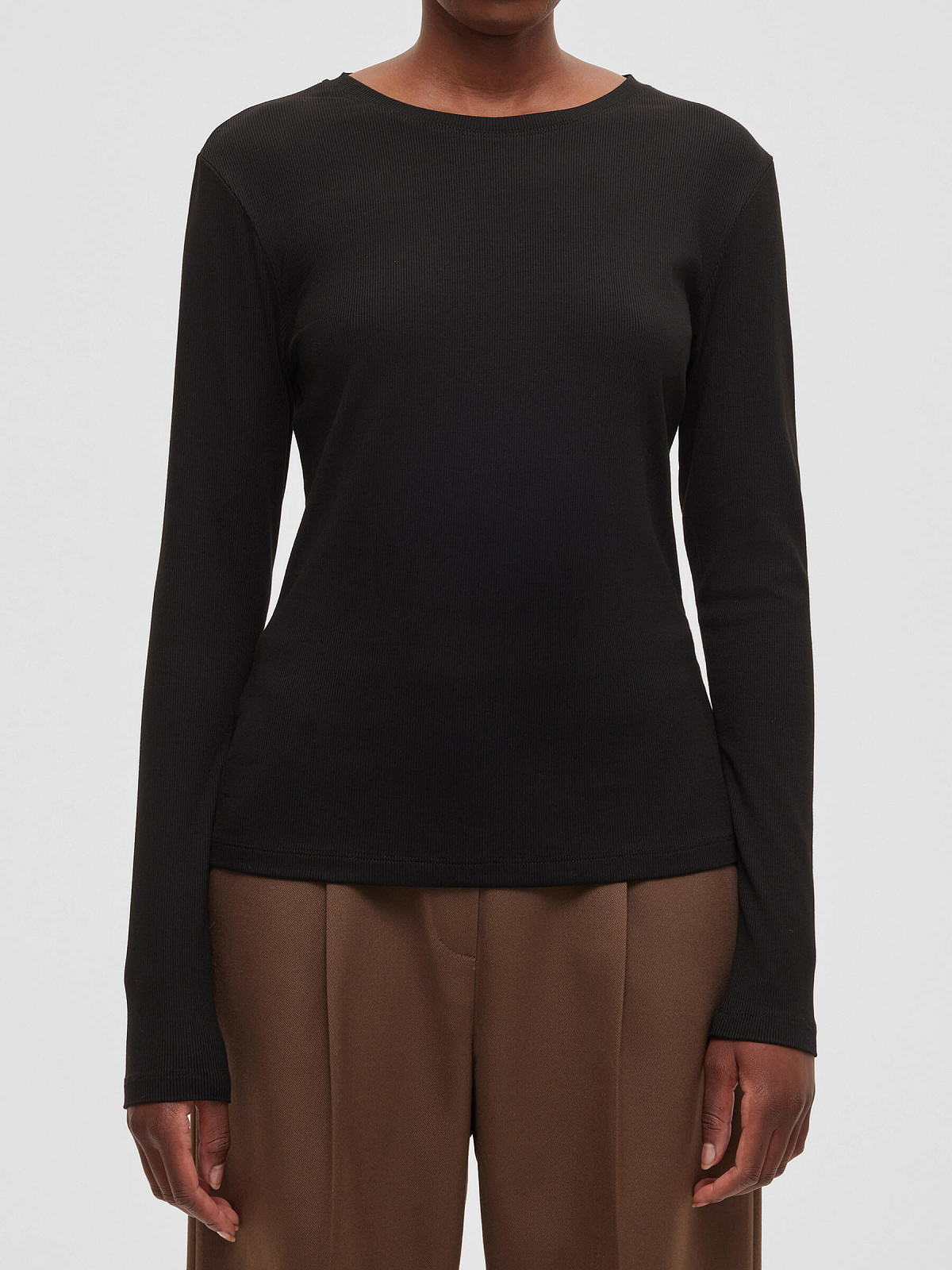 Лонгслив из трикотажа 0172, черный