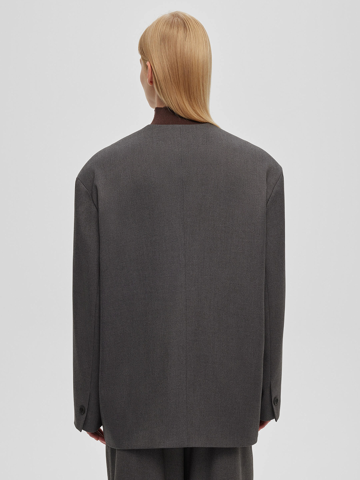 Жакет однобортный без лацканов 0212, серый