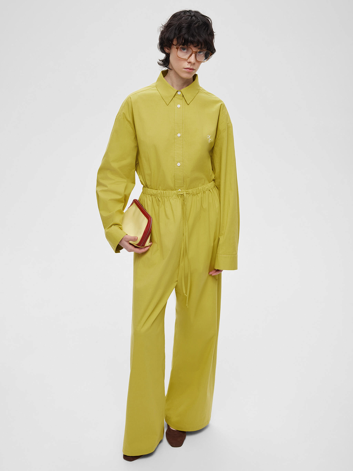 Брюки из хлопка 0199, оливковый