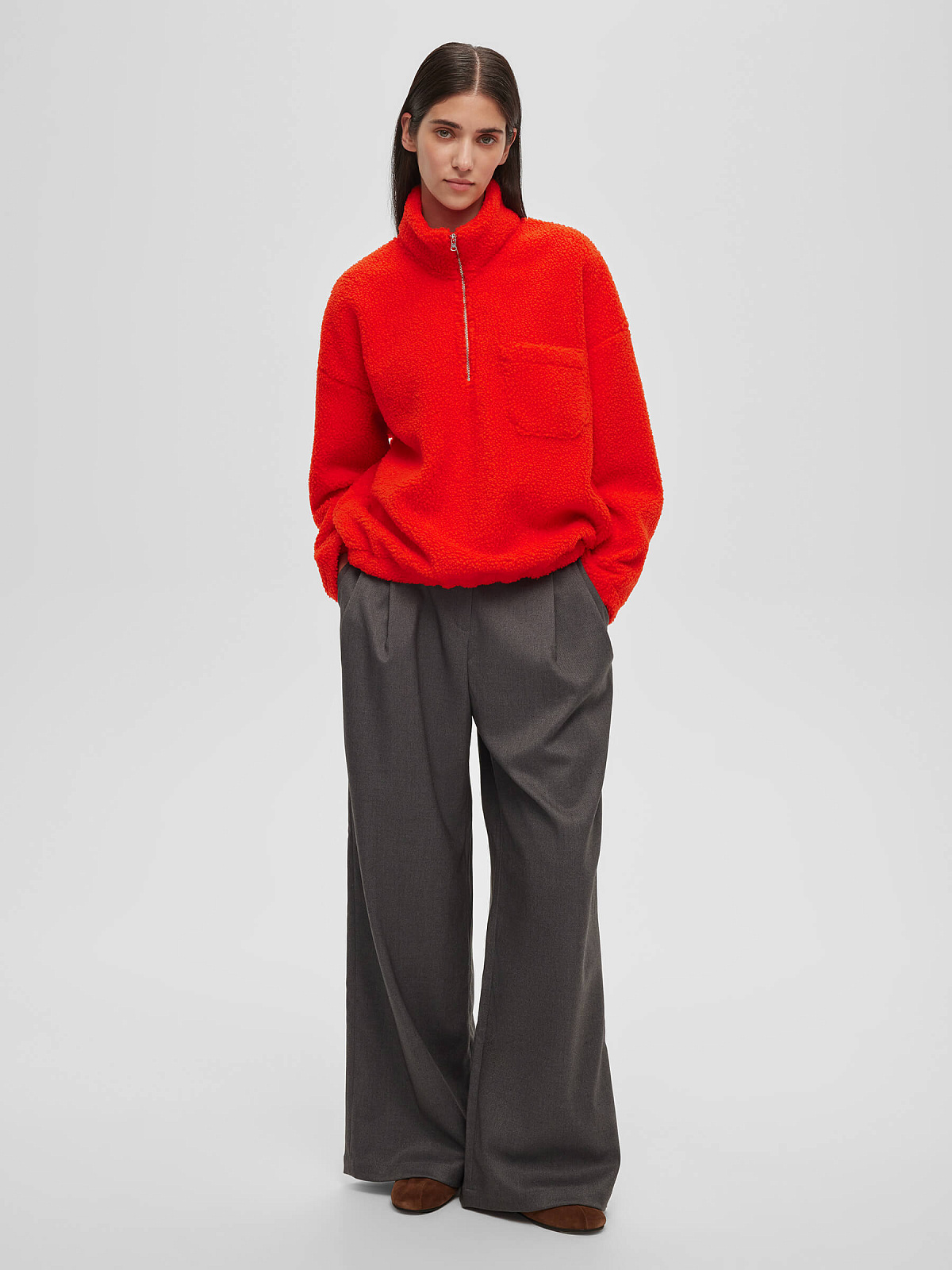 Толстовка флисовая с замком 0210, красный