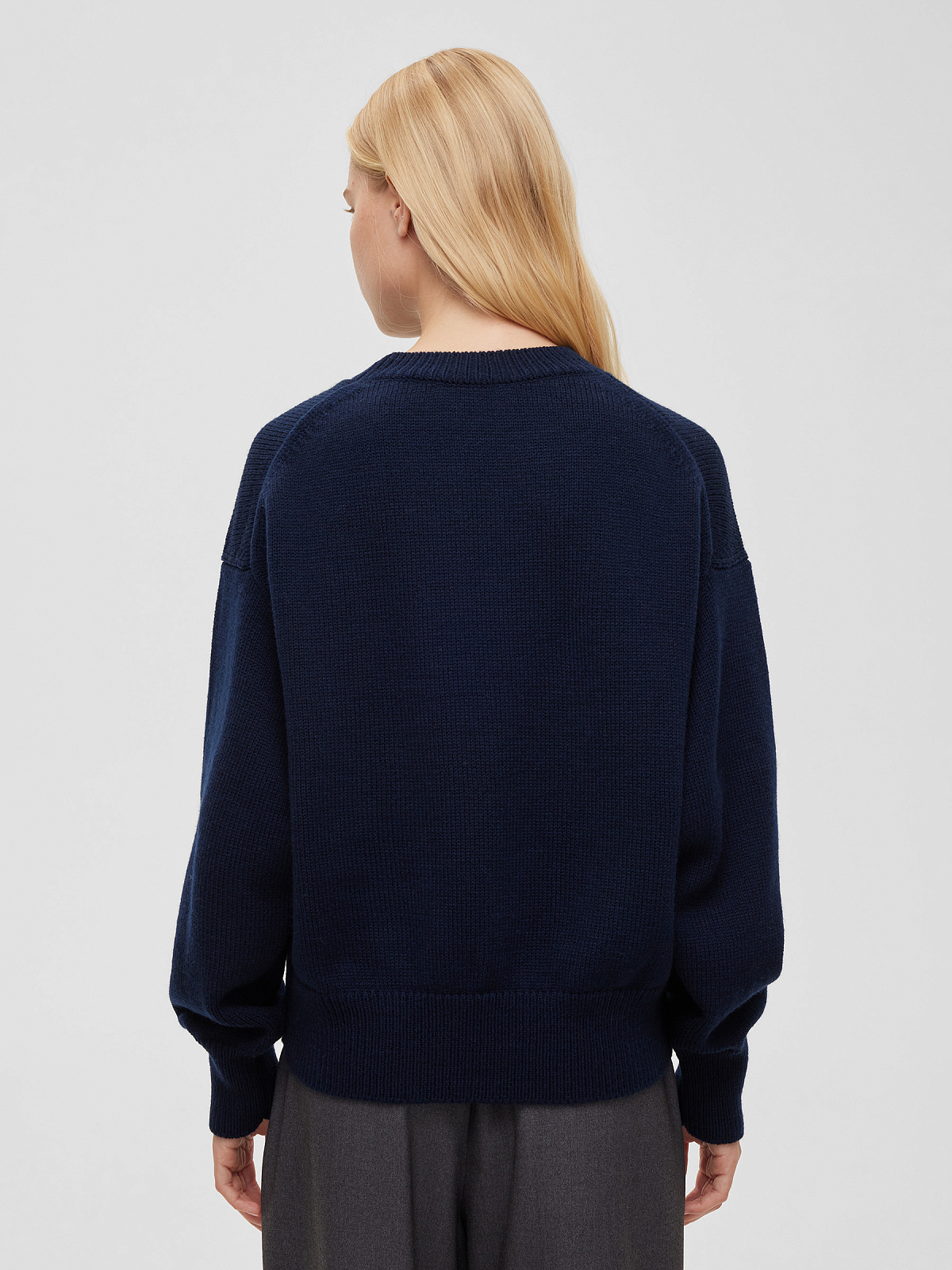 Джемпер свободного кроя, темно-синий
