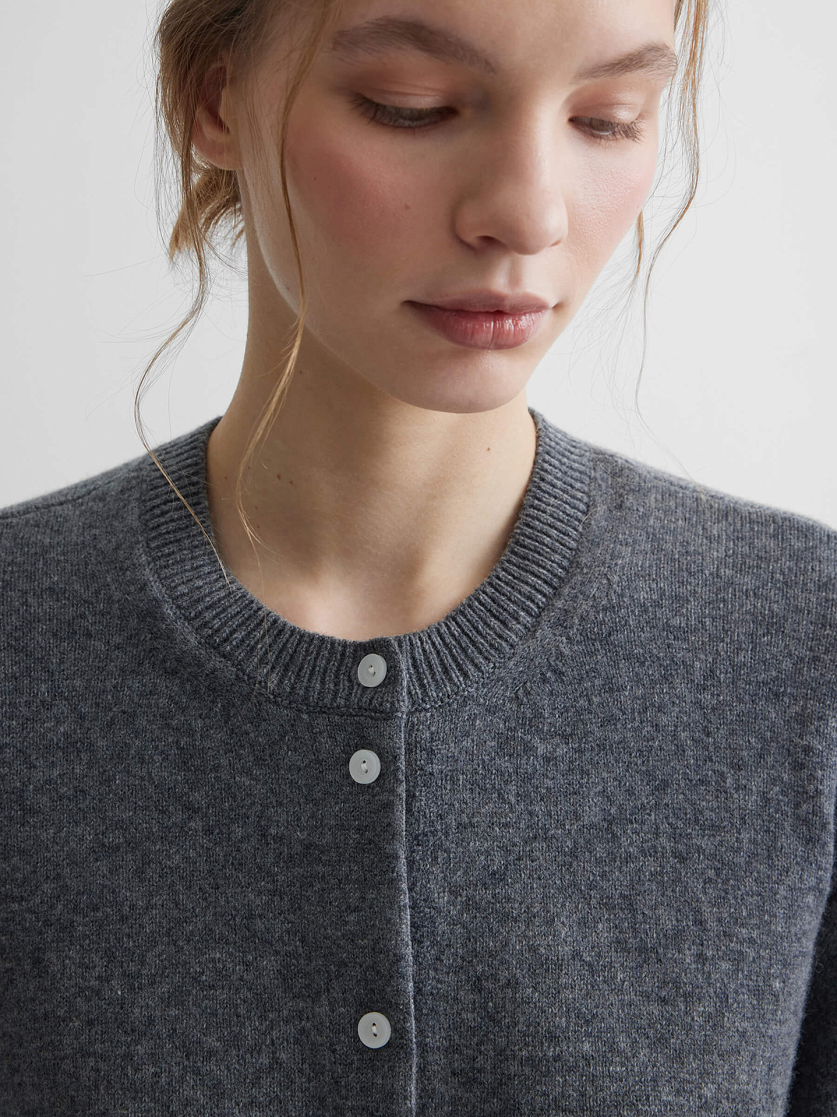 Кардиган на пуговицах из 100% мериноса, серый