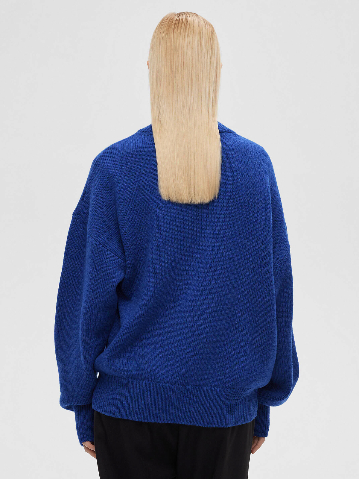 Свитер свободного кроя с разъемным замком, синий