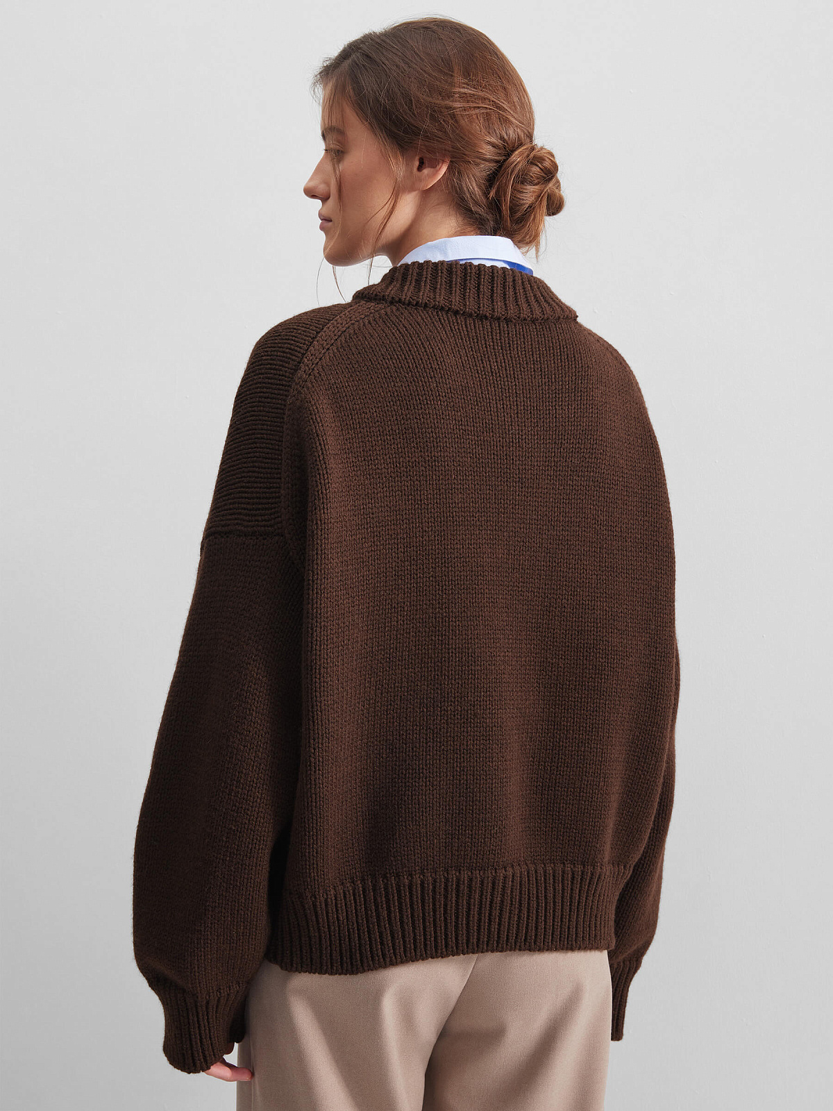 Вязаный бомбер, коричневый