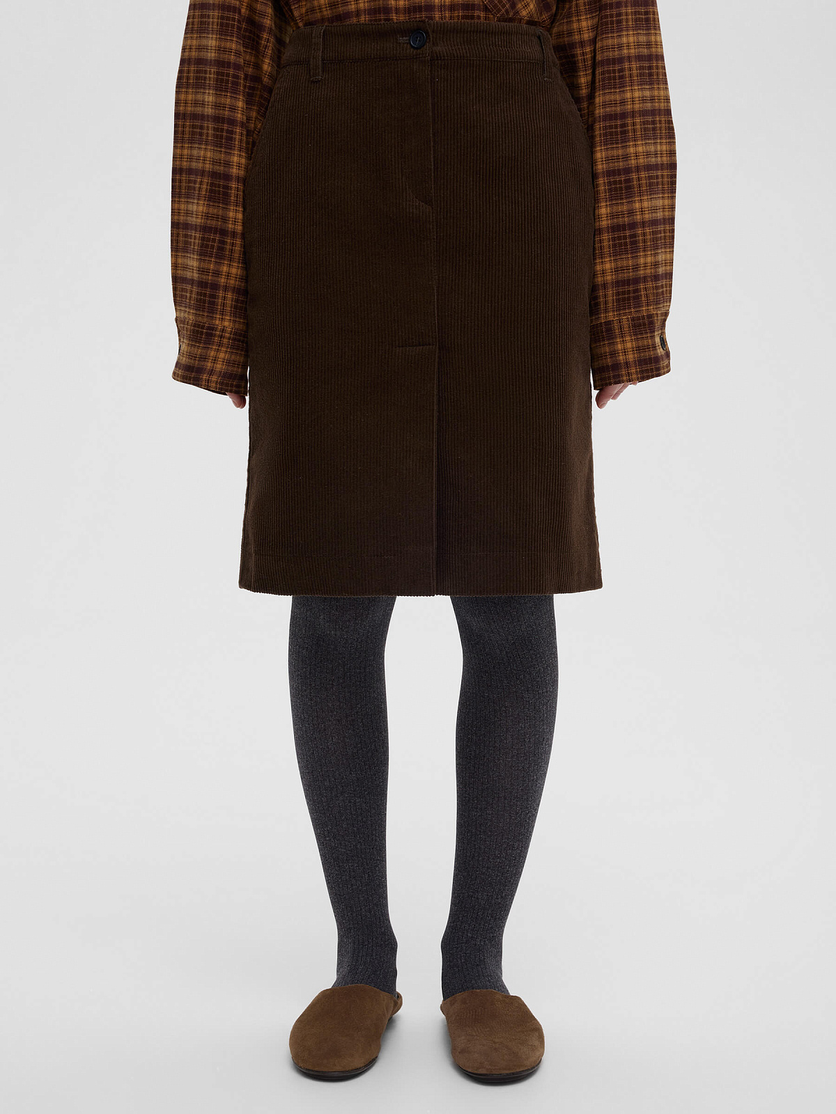 Юбка из вельвета 0158, коричневый