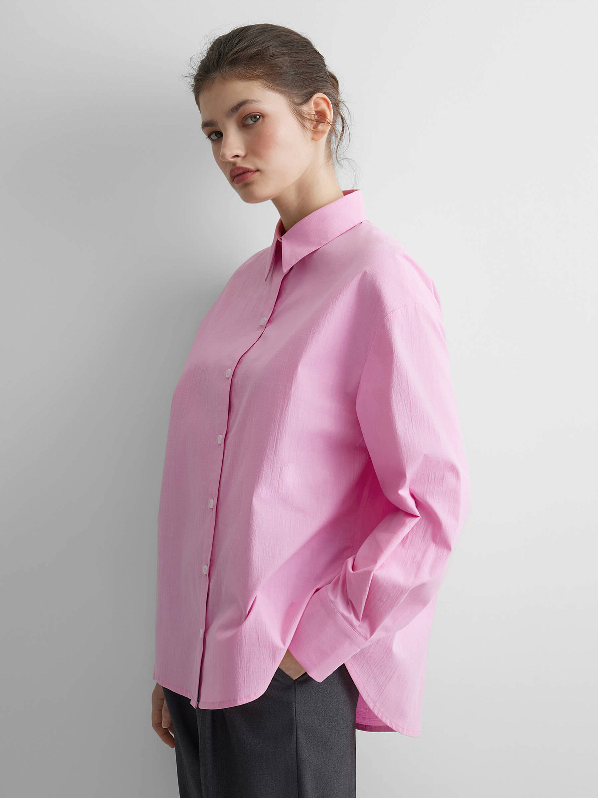 Рубашка свободного кроя 0221, розовый
