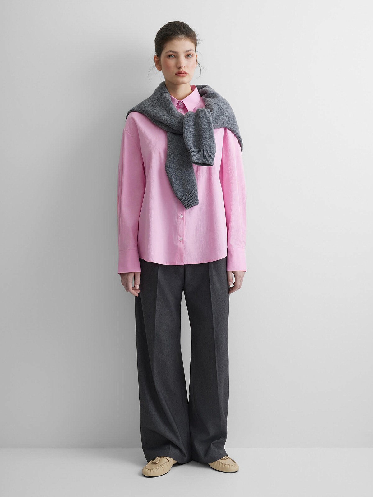 Рубашка свободного кроя 0221, розовый