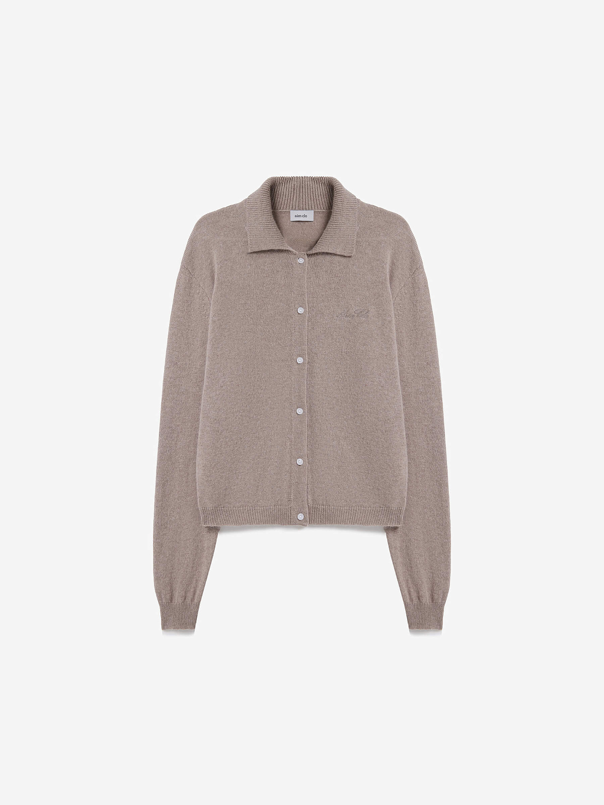 Кардиган с воротником с ангорой с вышивкой, бежевый