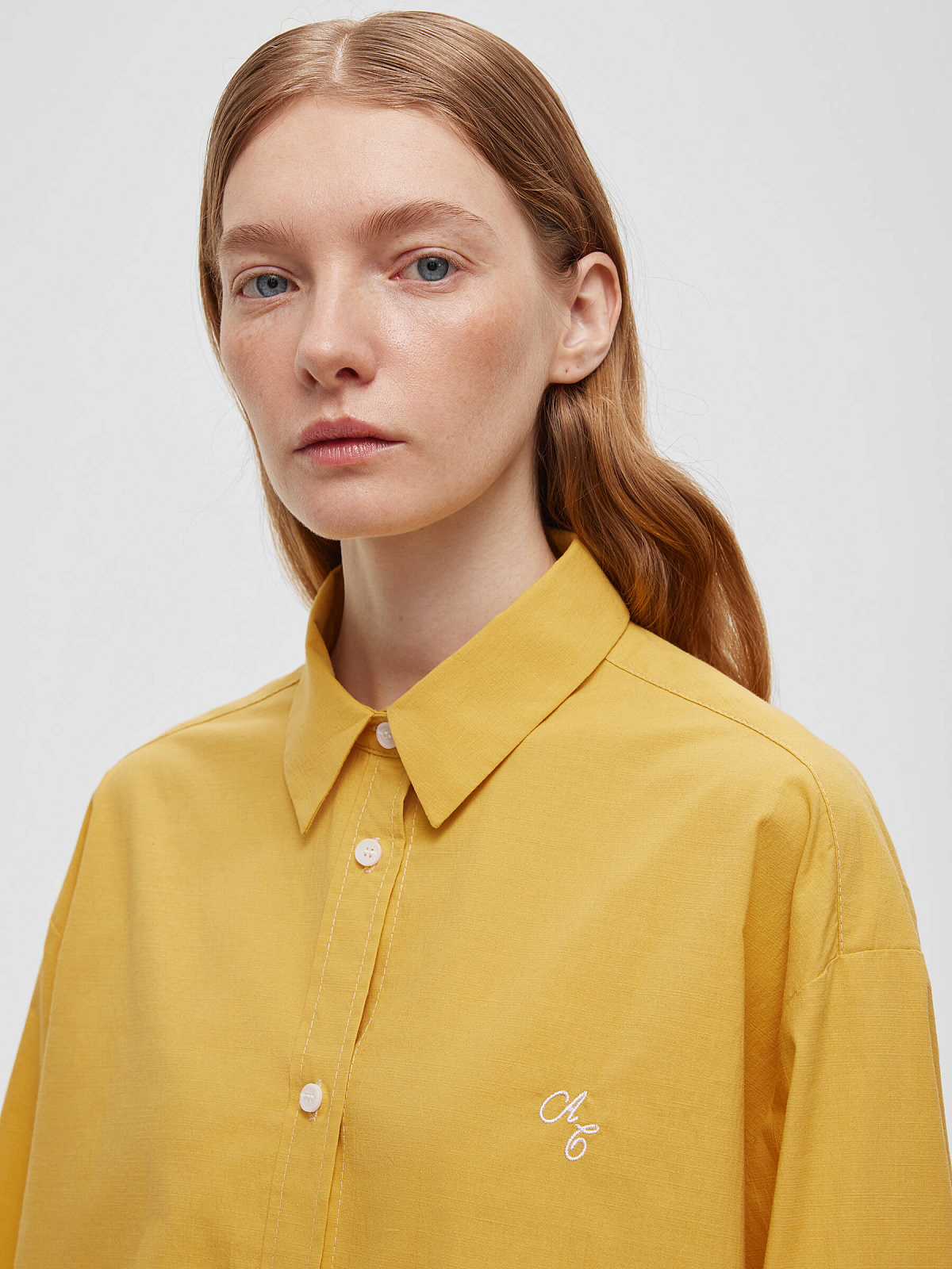 Рубашка свободного кроя из хлопка 0128, оранжевый