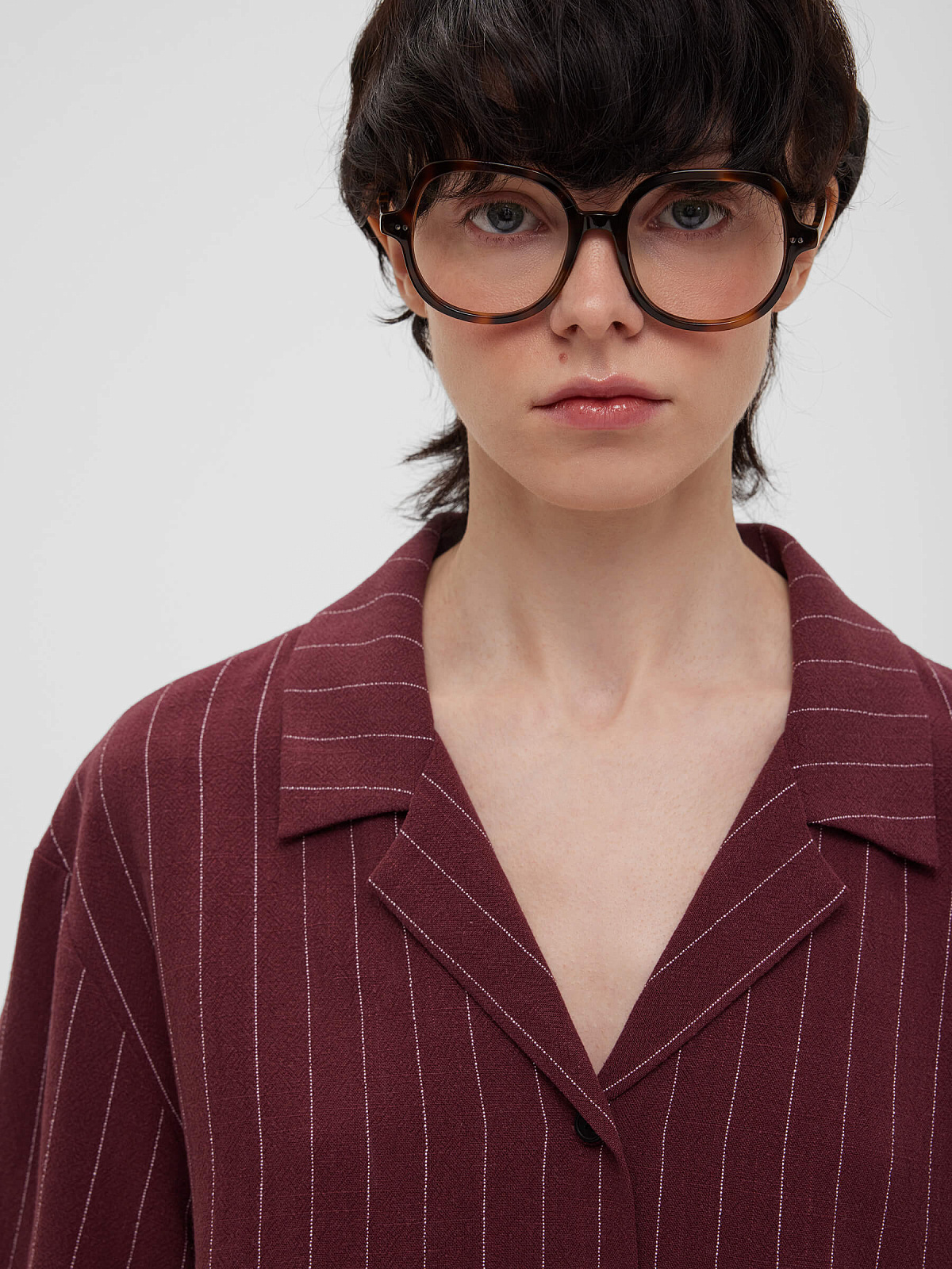 Рубашка свободного кроя с коротким рукавом 0202, бордовый