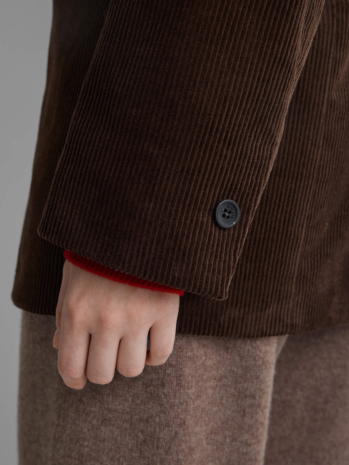 Жакет однобортный из вельвета 0211, коричневый