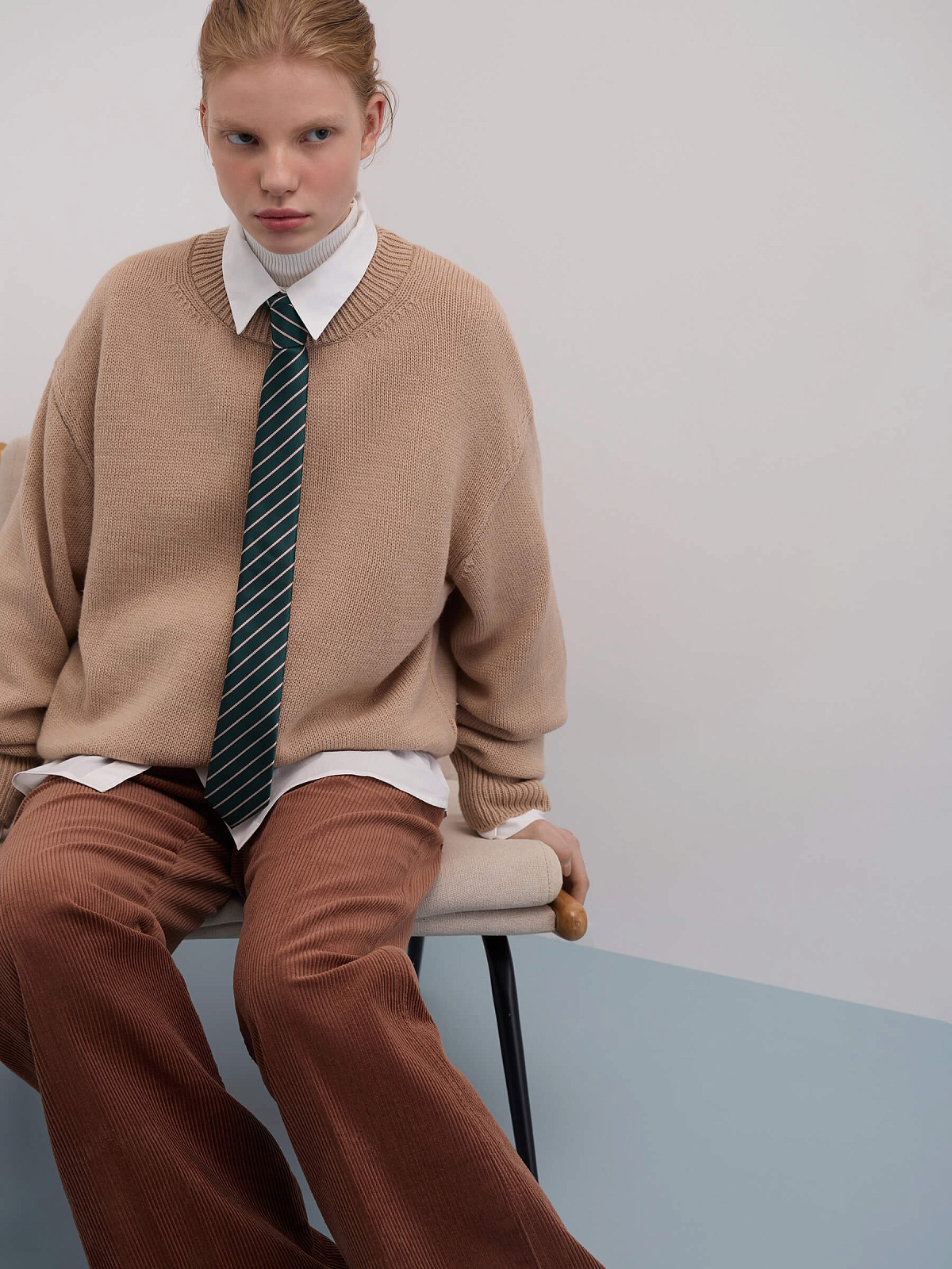 Галстук в полоску 021, зеленый