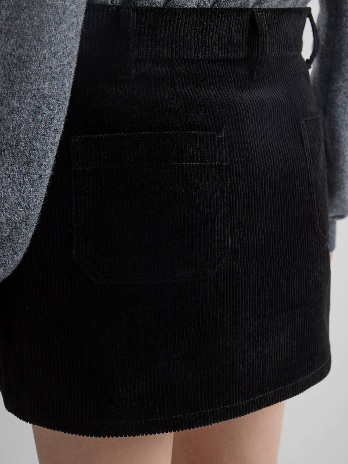 Юбка-мини из вельвета 0162, черный