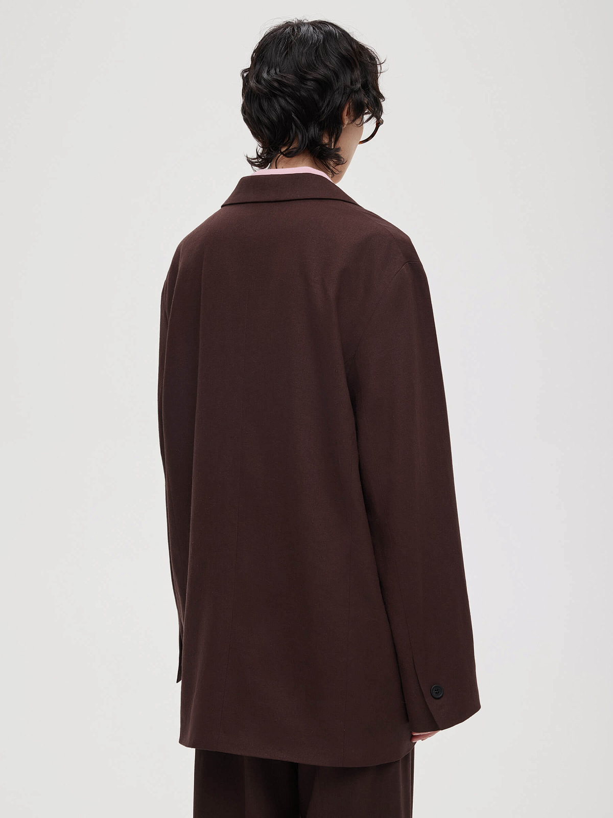 Жакет из льняной ткани 0192, коричневый