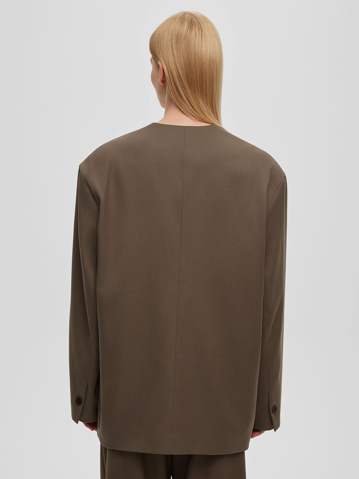 Жакет однобортный без лацканов 0212, кофейный