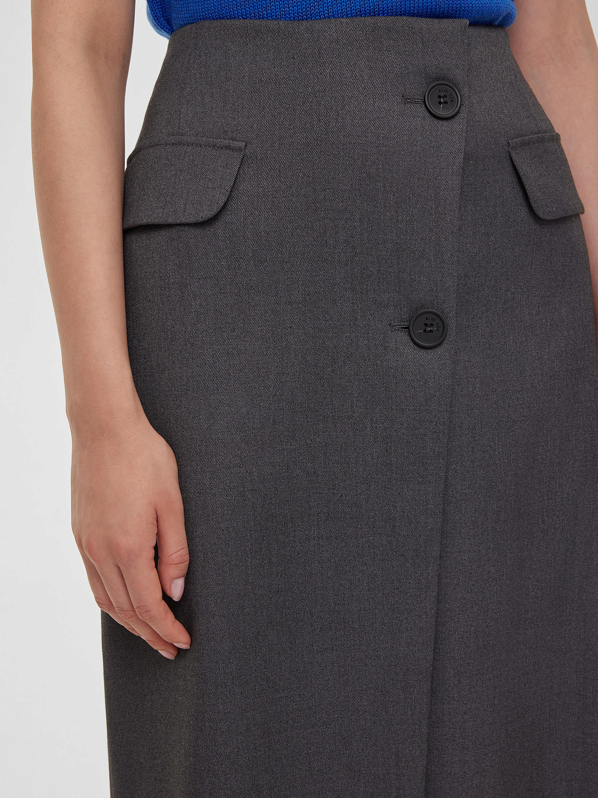 Юбка макси из костюмной ткани 0154, серый