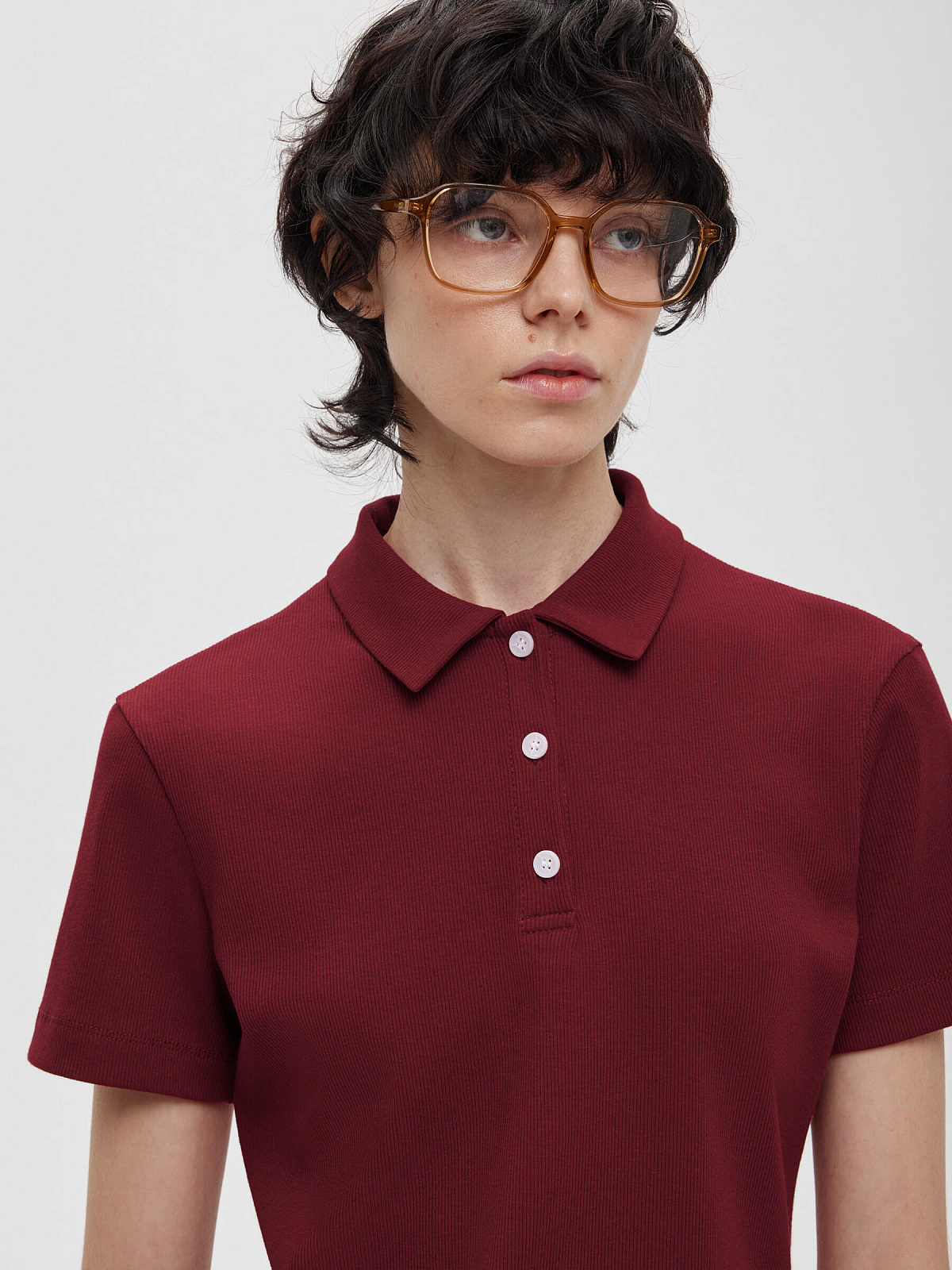 Джемпер поло из трикотажа 0204, бордовый