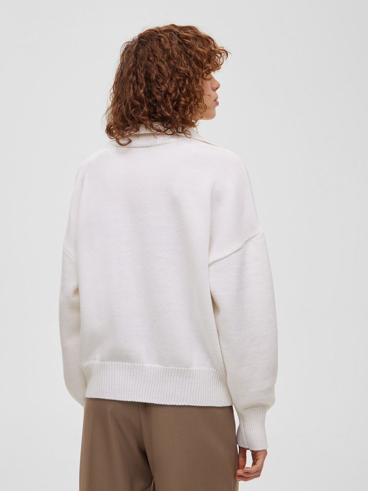 Джемпер-поло свободного кроя, белый