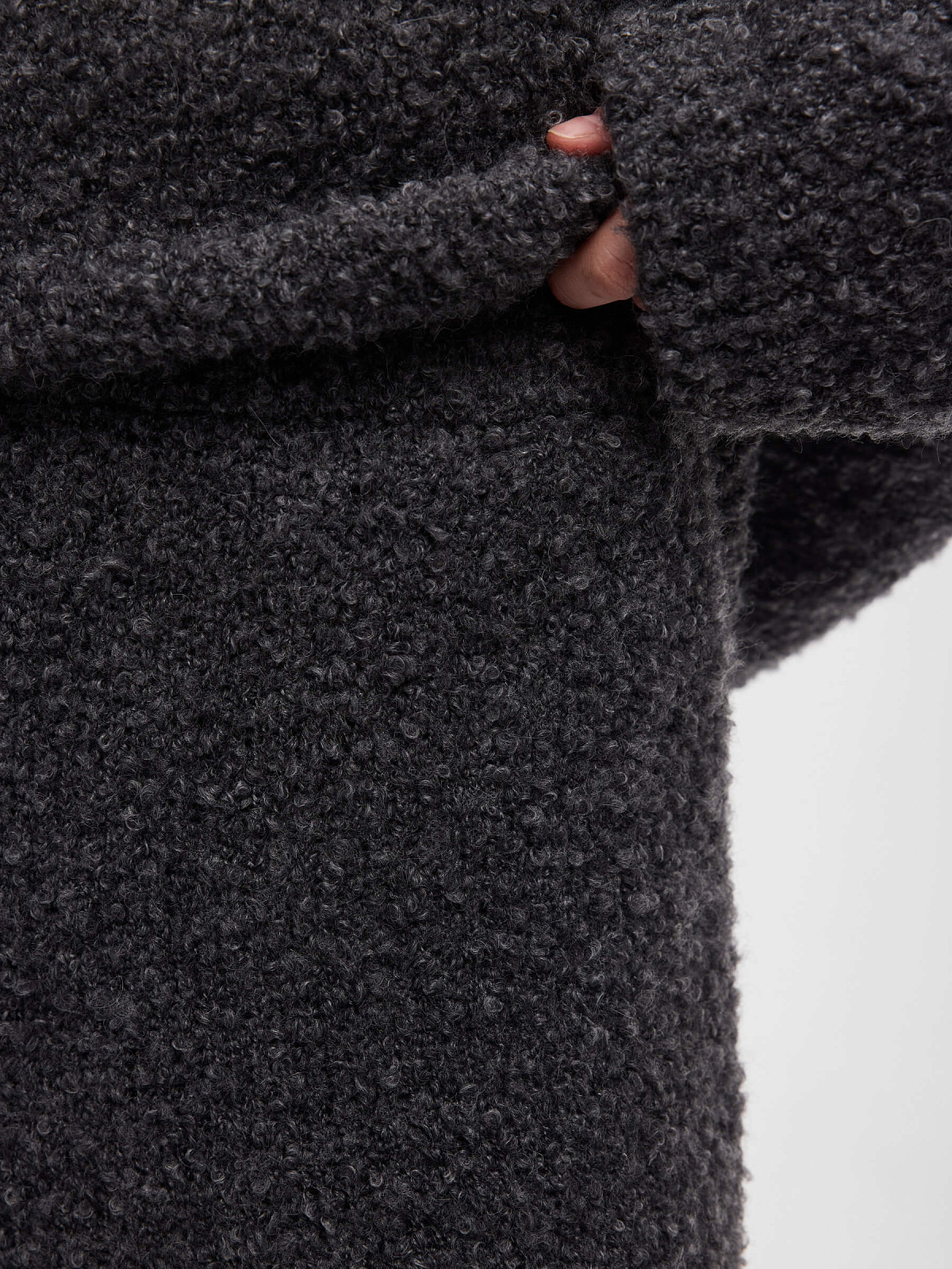 Юбка макси букле из альпаки и шерсти, серый