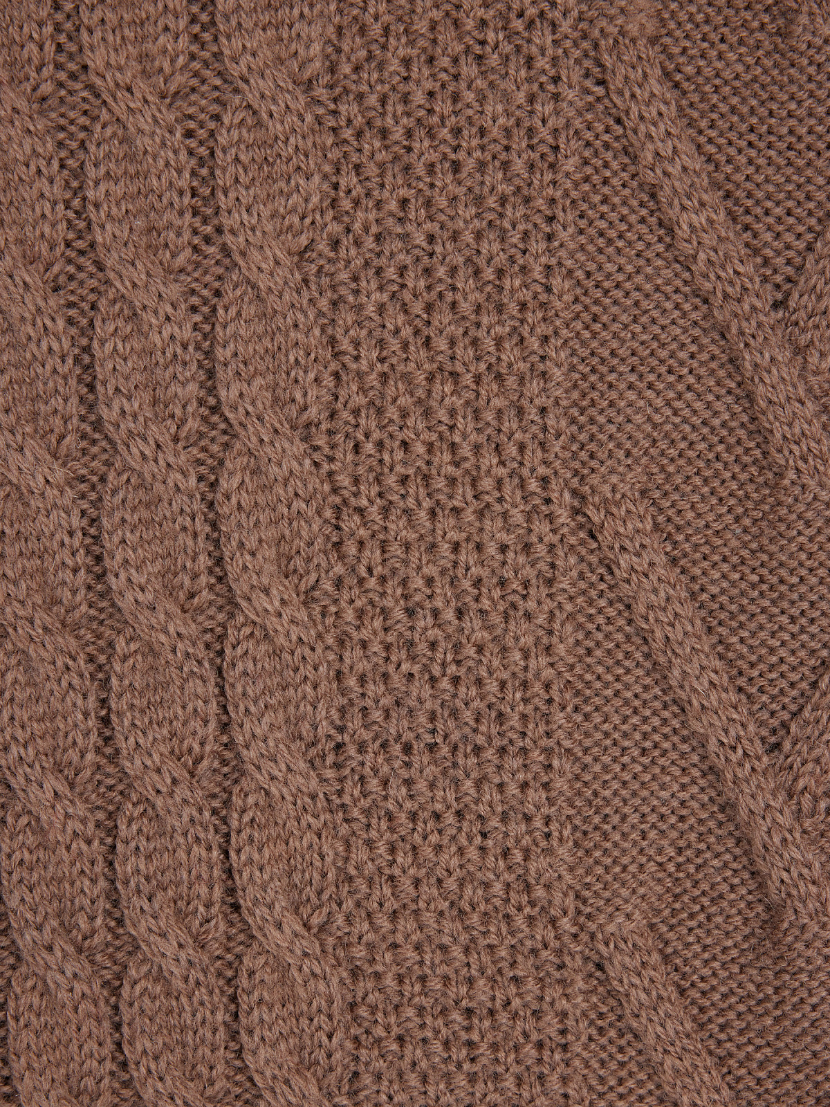 Джемпер удлиненный с косами, кофейный