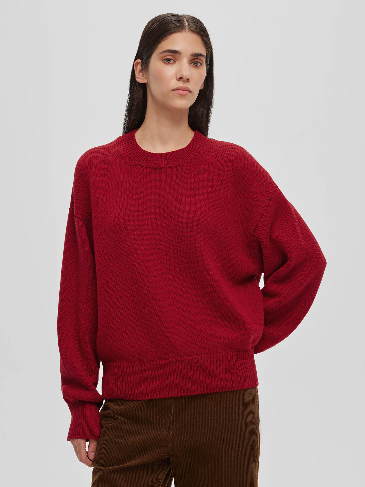 Джемпер свободного кроя, бордовый