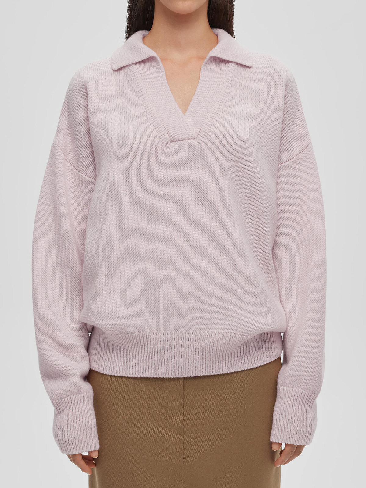 Джемпер-поло свободного кроя, розовый