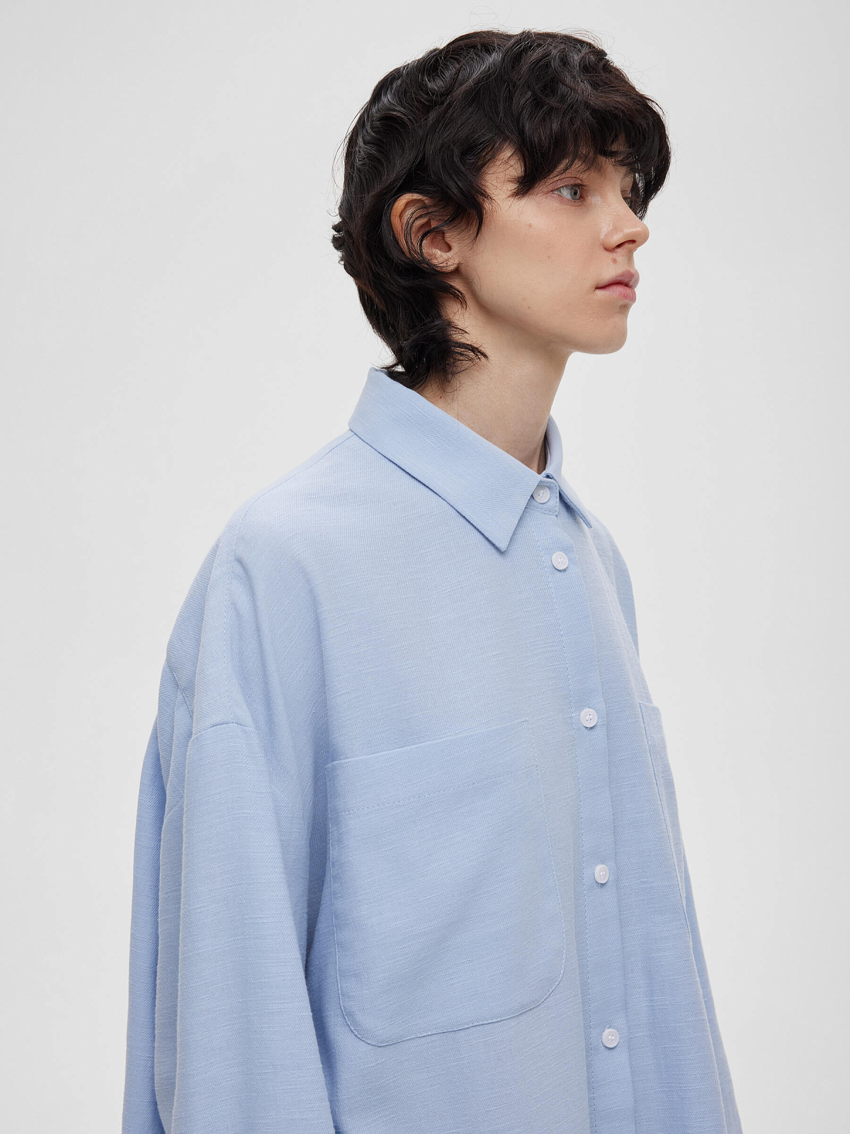 Платье-рубашка свободного кроя 0194, голубой