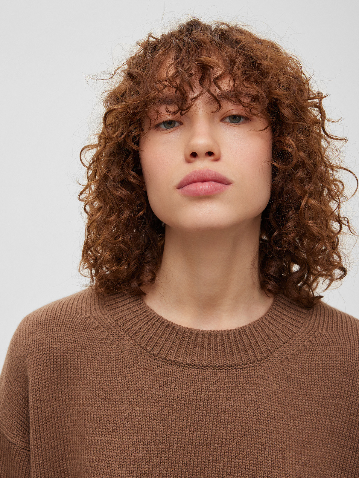 Джемпер свободного кроя, кофейный